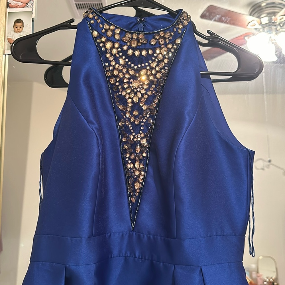 💙✨Adrianna Papell Blue Embezzled A Line Dress